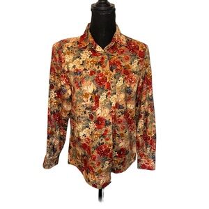 Orvis Floral Shirt S Made in USA Cotton Bold Garden Print Long Sleeve Button Up